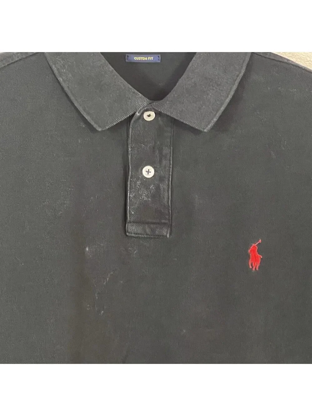 Polo Shirt Mens L Black Red Pony Ralph Lauren Short Sleeves Golf Custom Fit